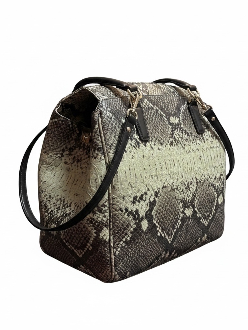 Coach Madison Kelsey Satchel – Grey/Black Snakeskin Embossed Leather - Picture 9 of 12